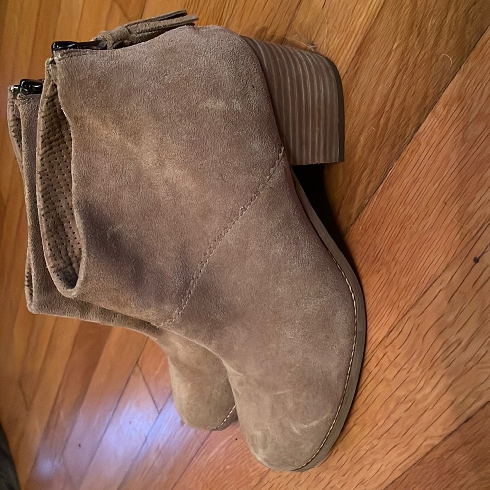 Tom’s tan booties